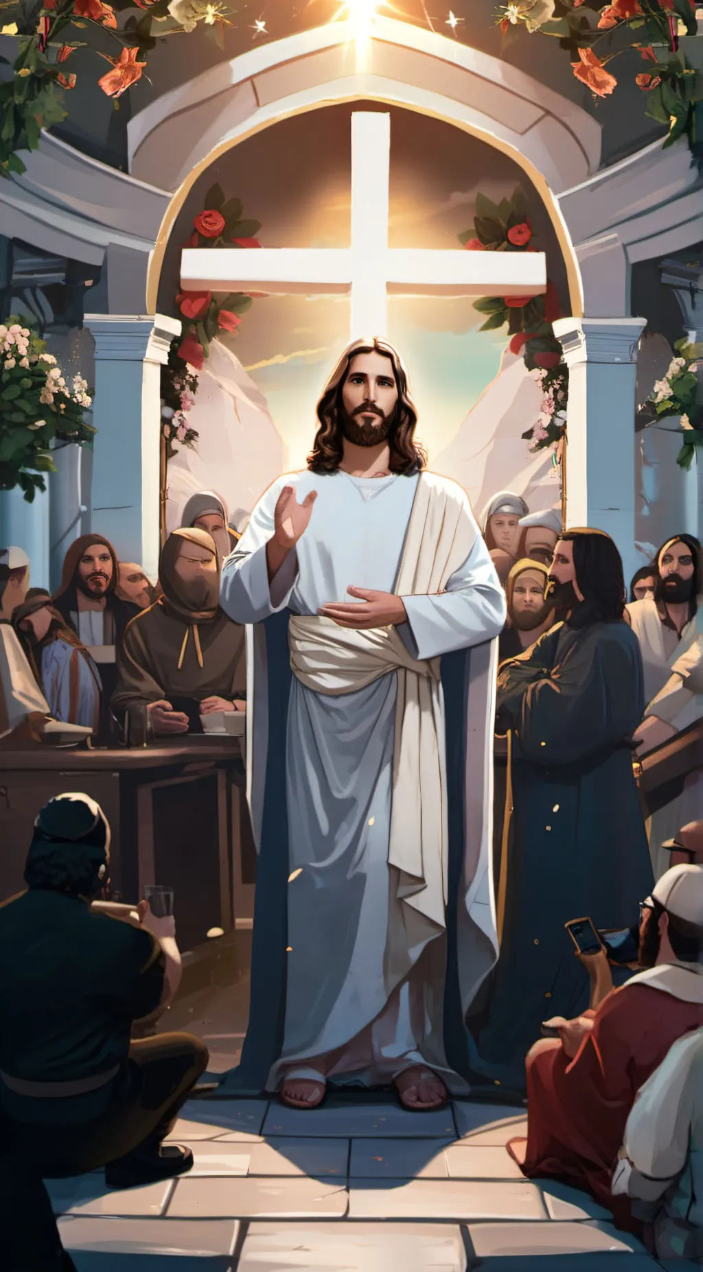 ai character: Jesus  background