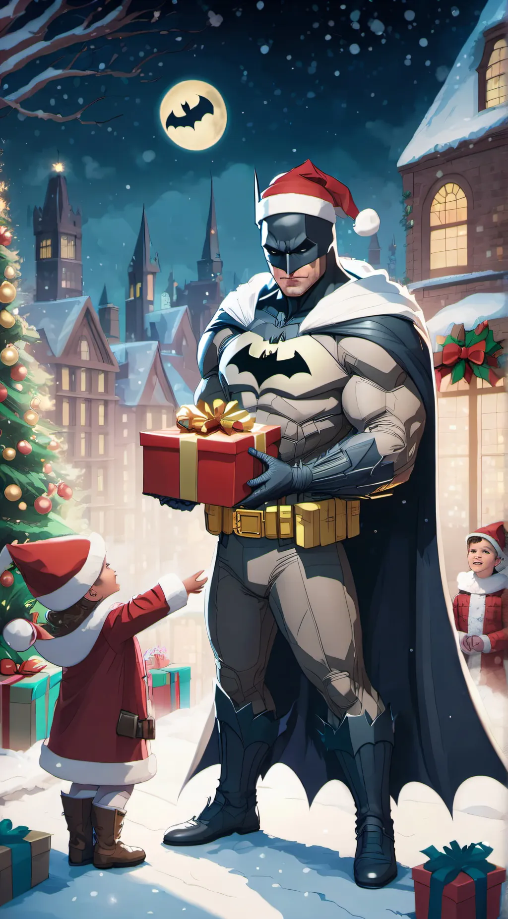 ai character: Christmas Batman background