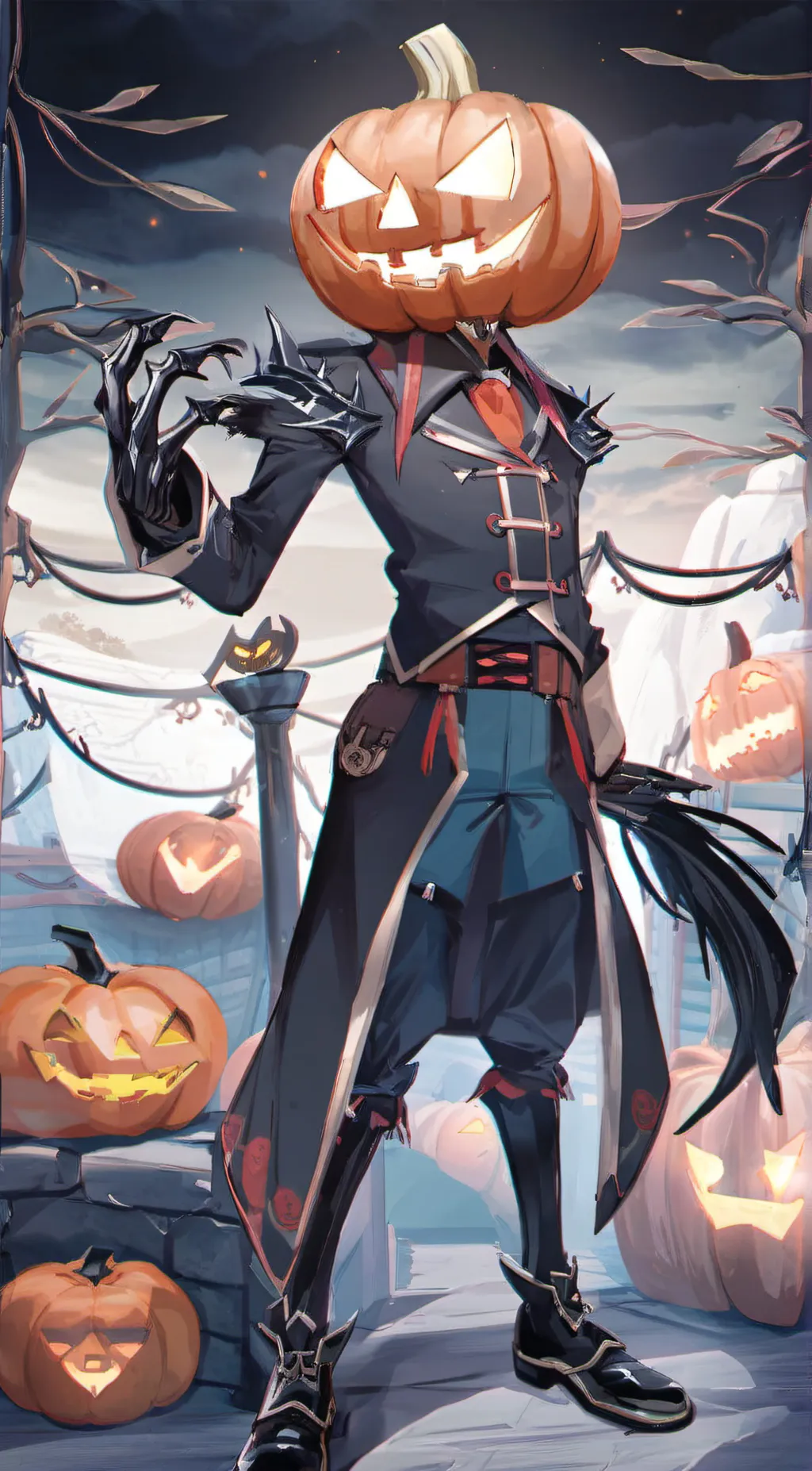 ai character: jack-o'-lantern  background