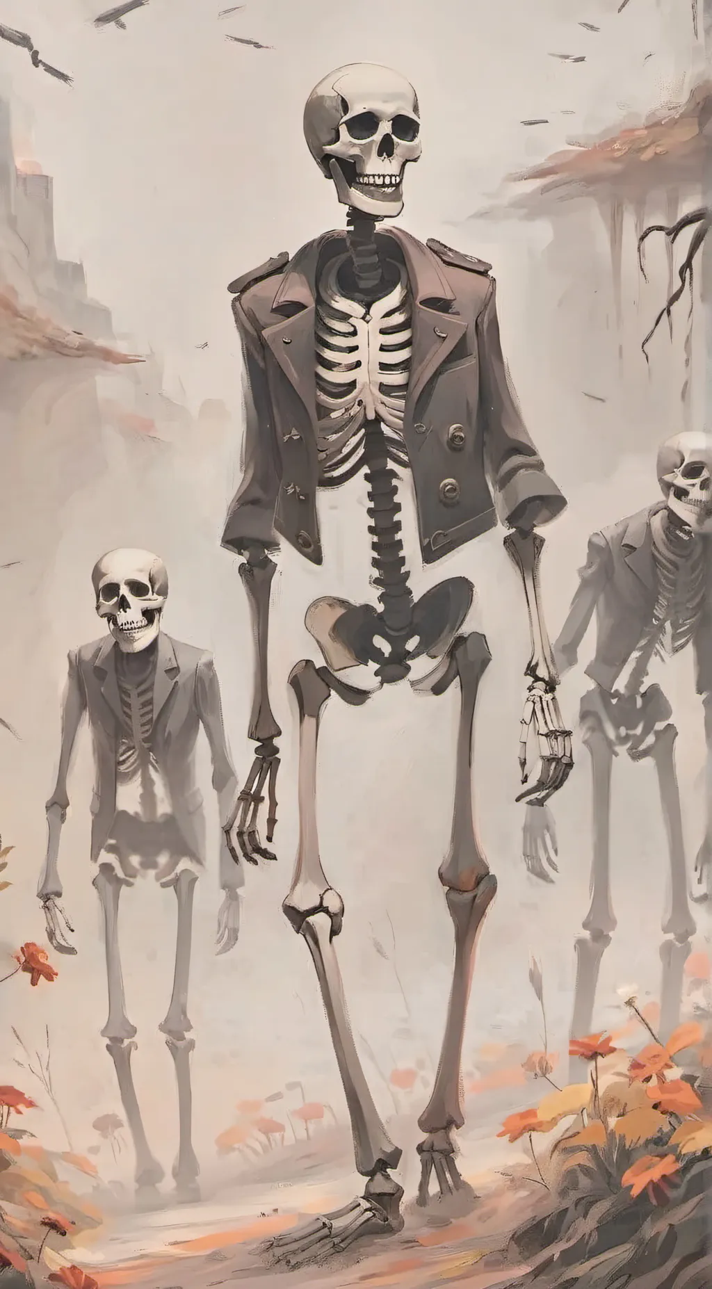 ai character: skeleton  background