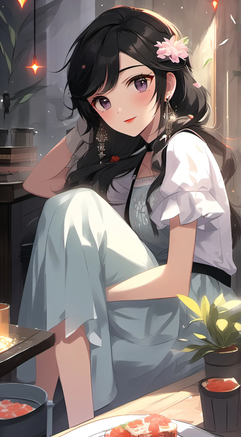 ai character: Violet background