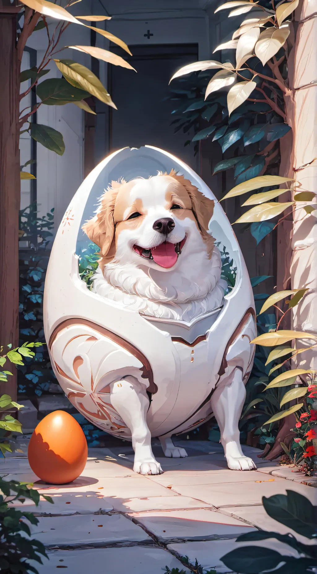 ai character: Egg Dog background