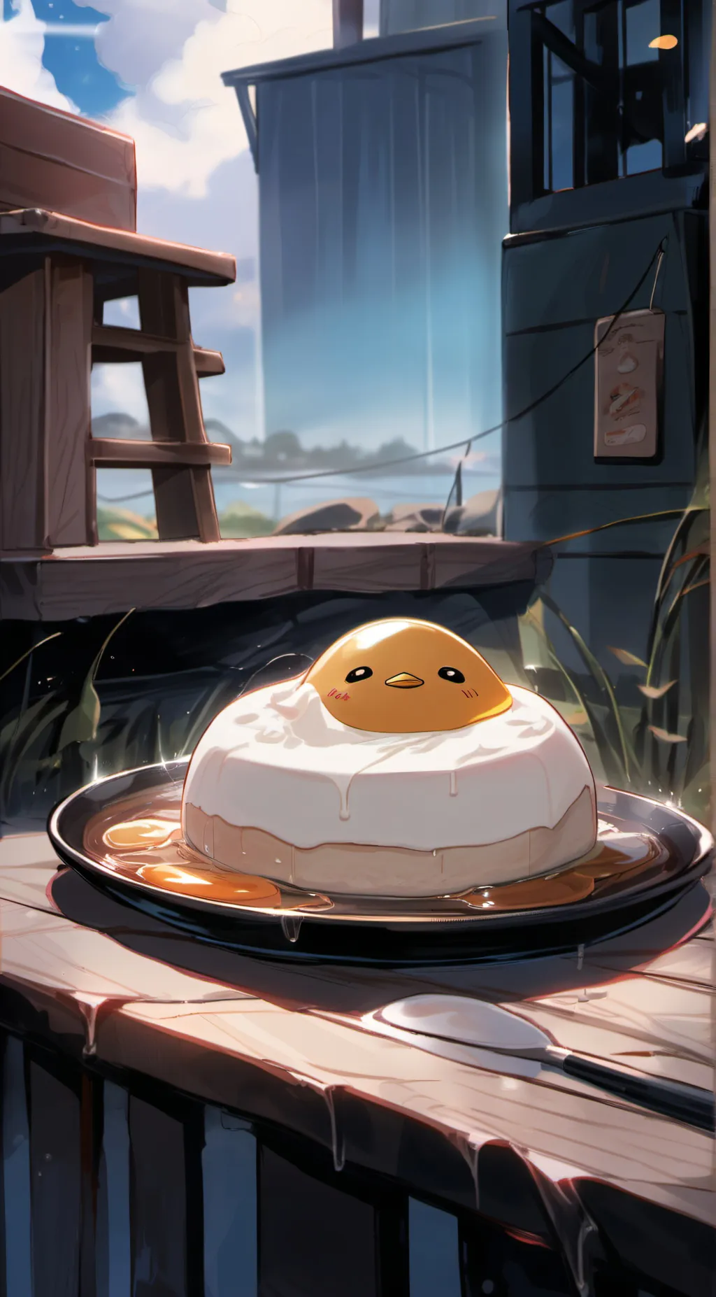 ai character: gudetama🥚🍳 background