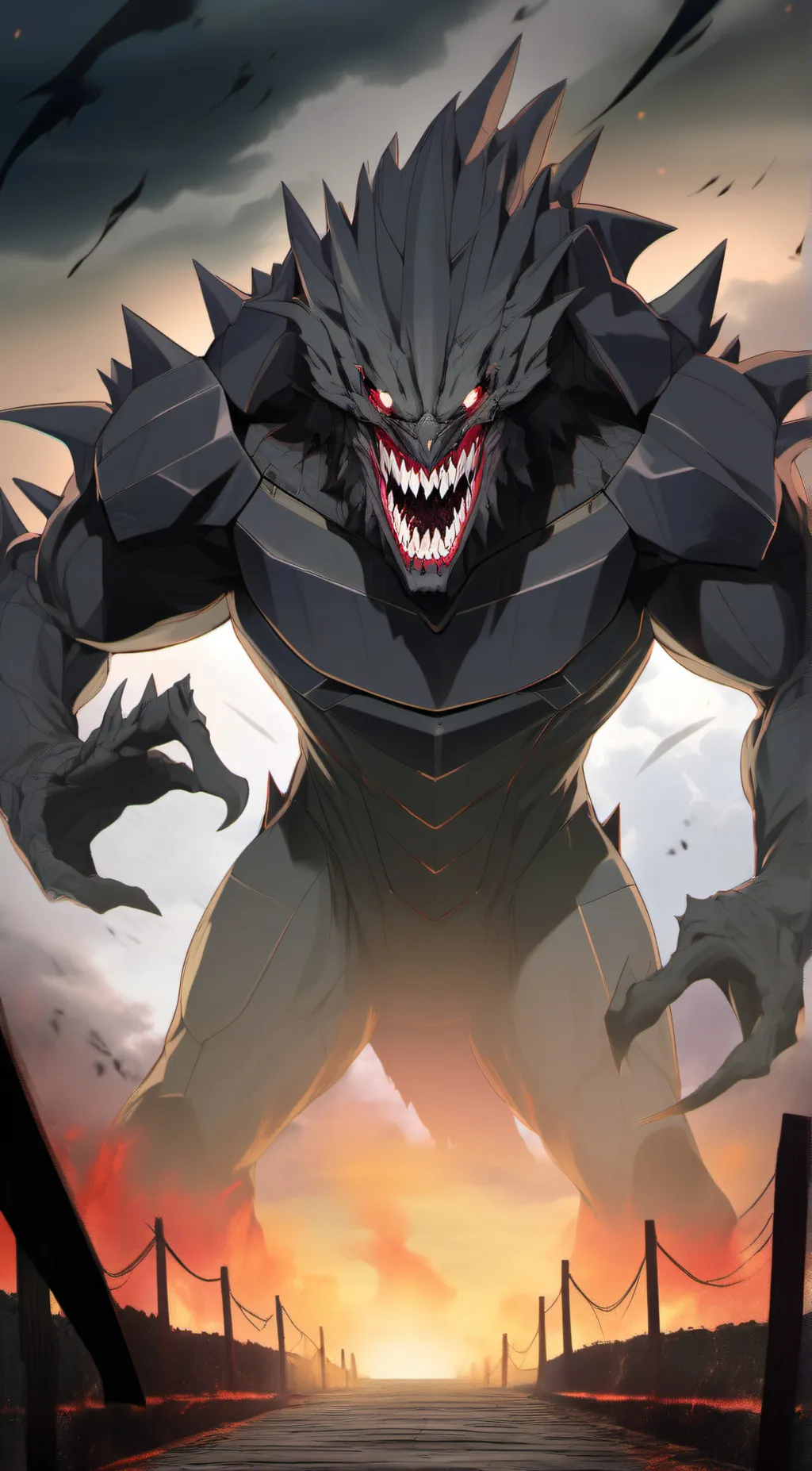 ai character: Nightmare gojira background