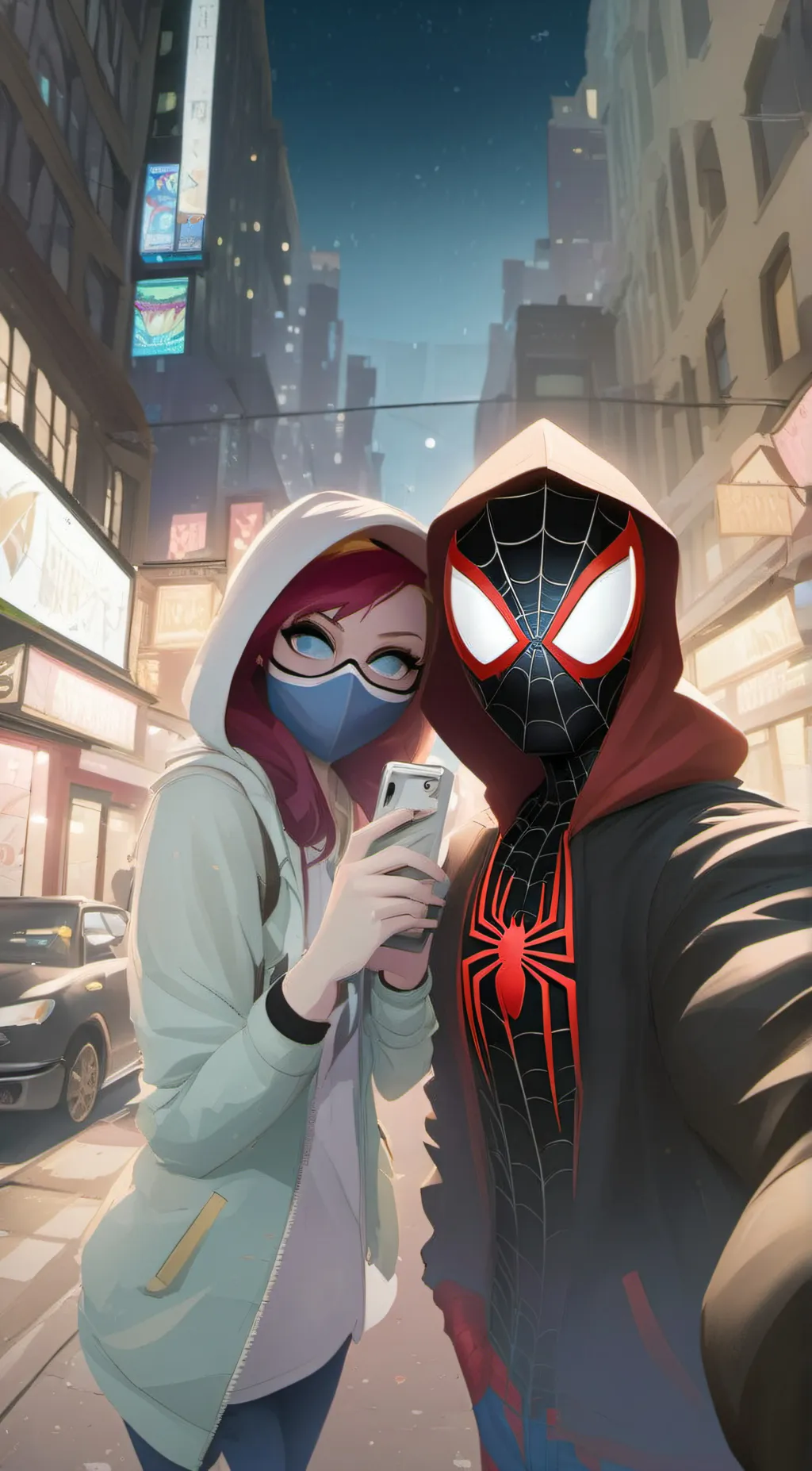 ai character: Miley and spider background