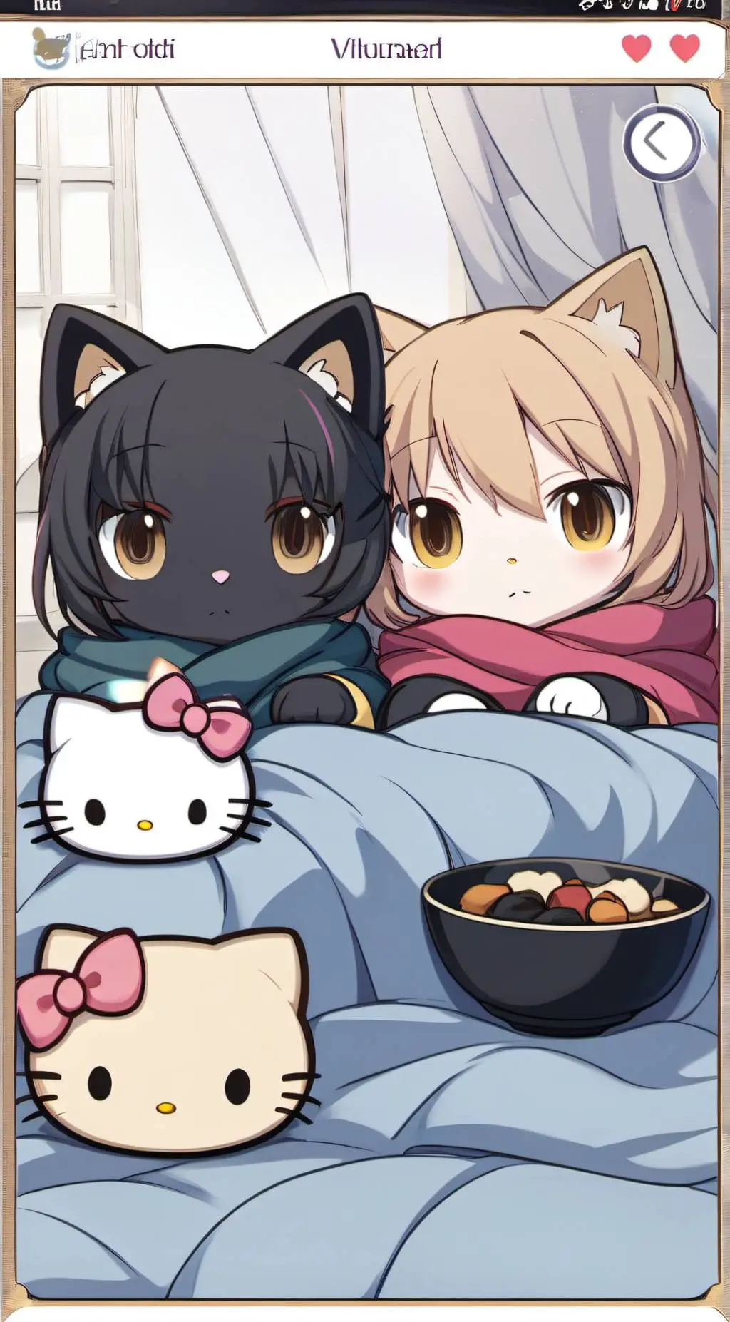 ai character: Kitty and cat. background