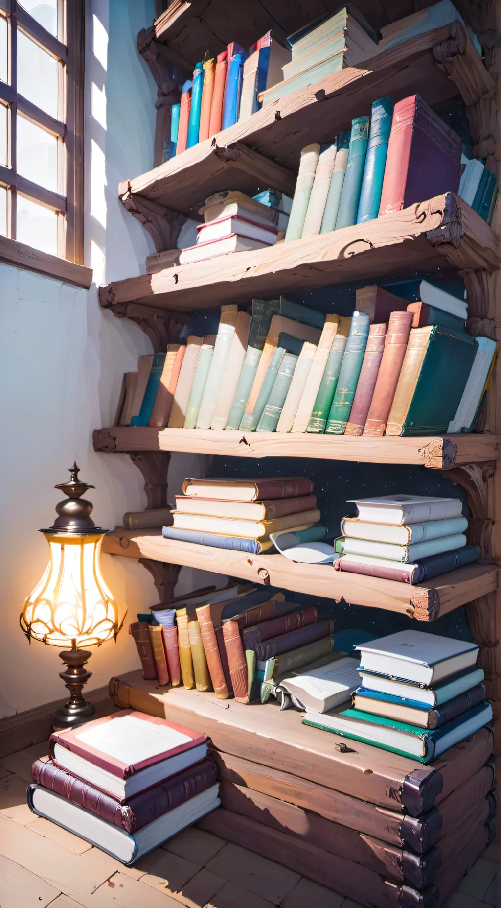 ai character: Talking Bookshelf background
