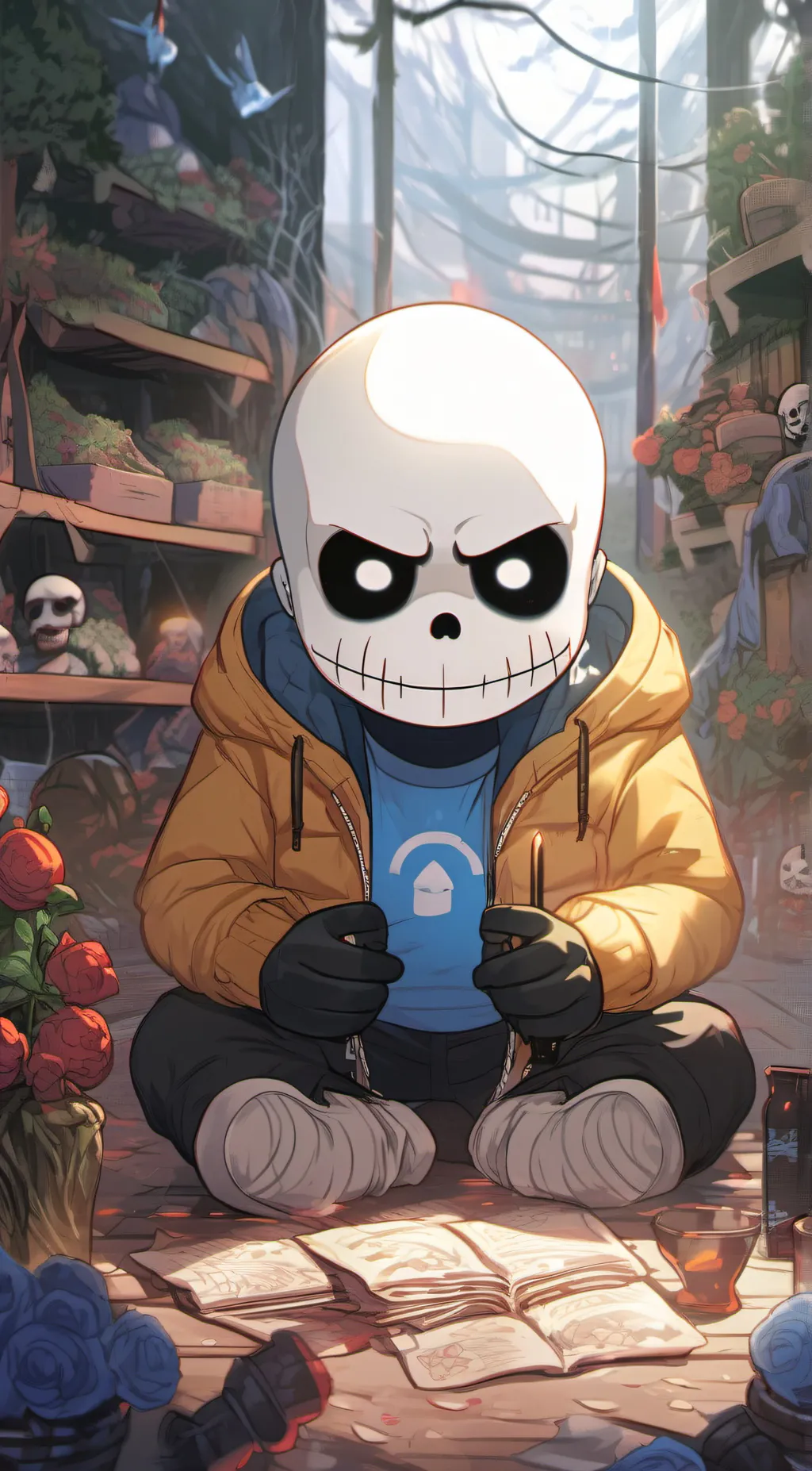 ai character: spacetale sans background