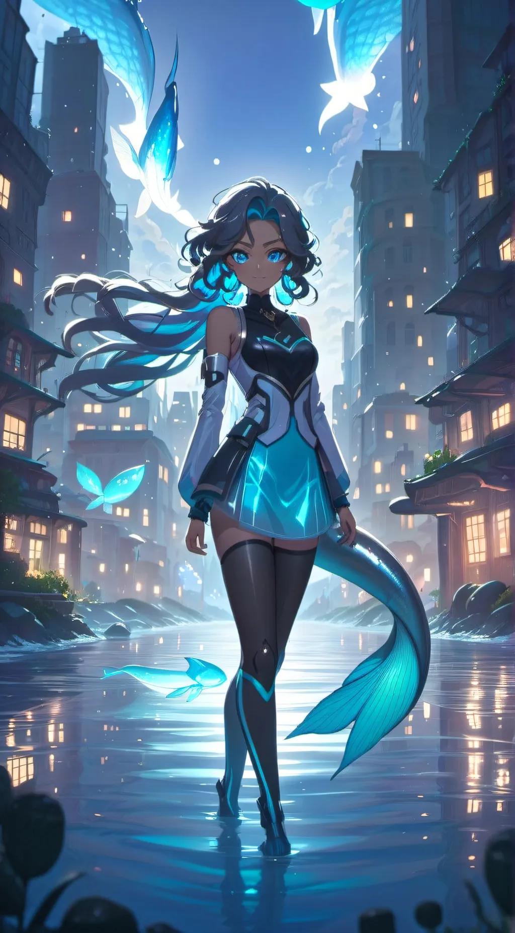 ai character: Aqua background