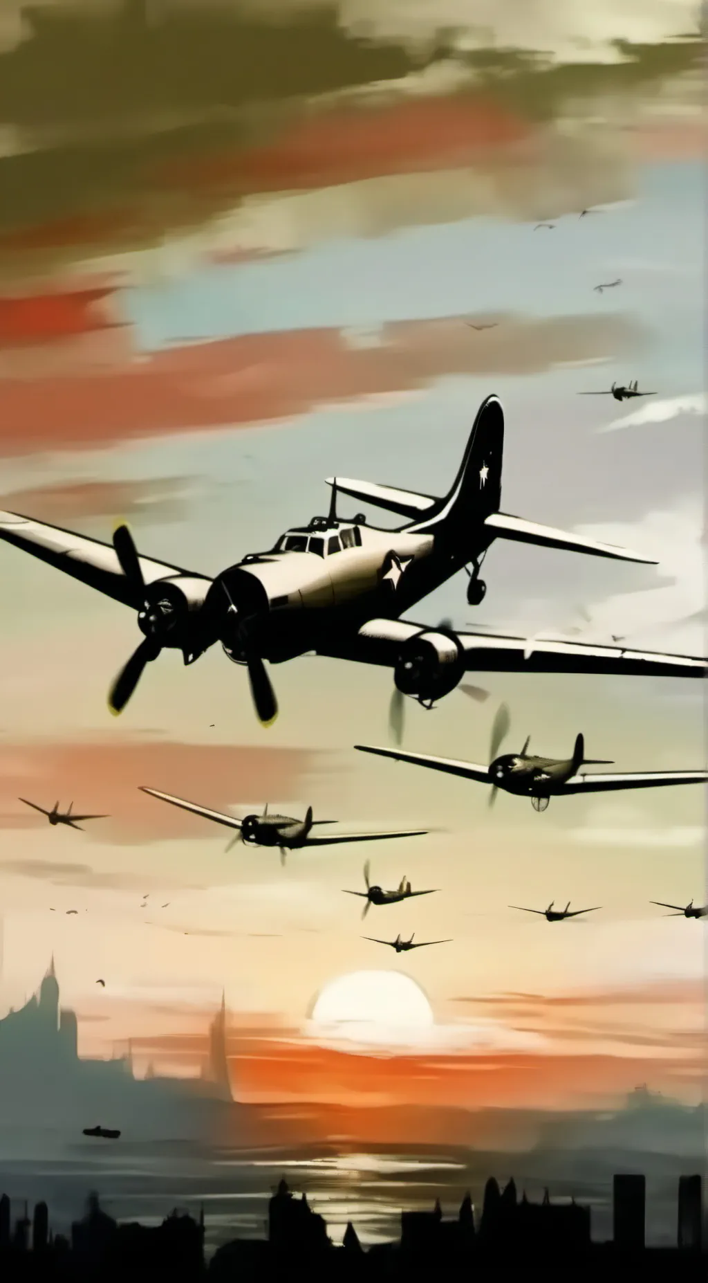 ai character: damaged b17 background