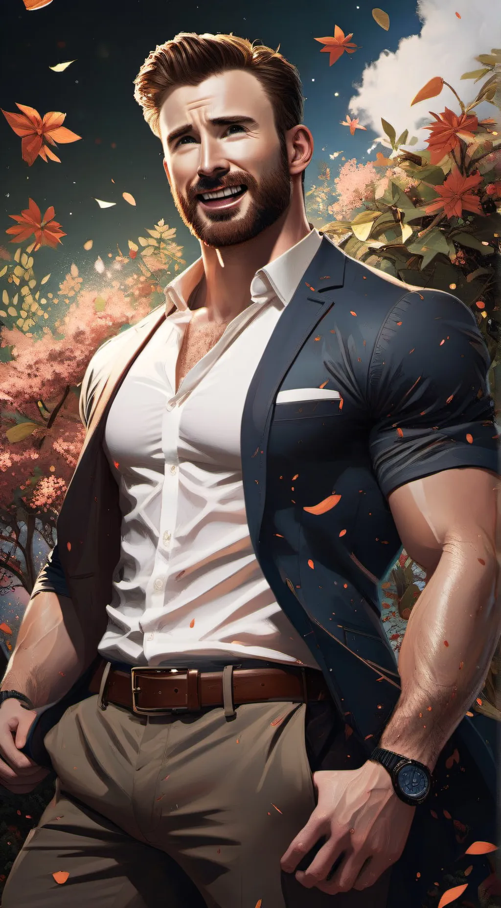 ai character: Chris Evans  background