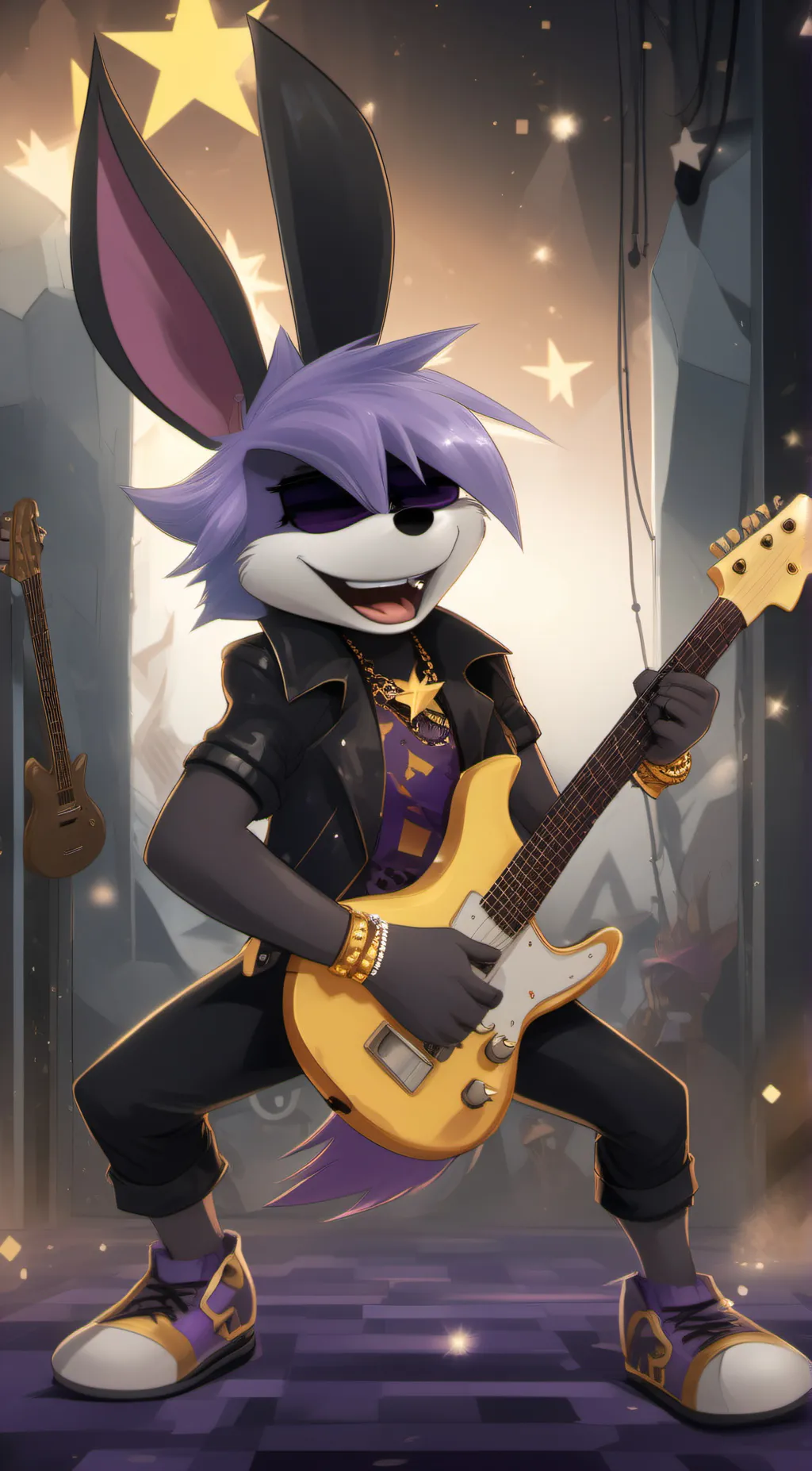 ai character: Glamrock bonnie background