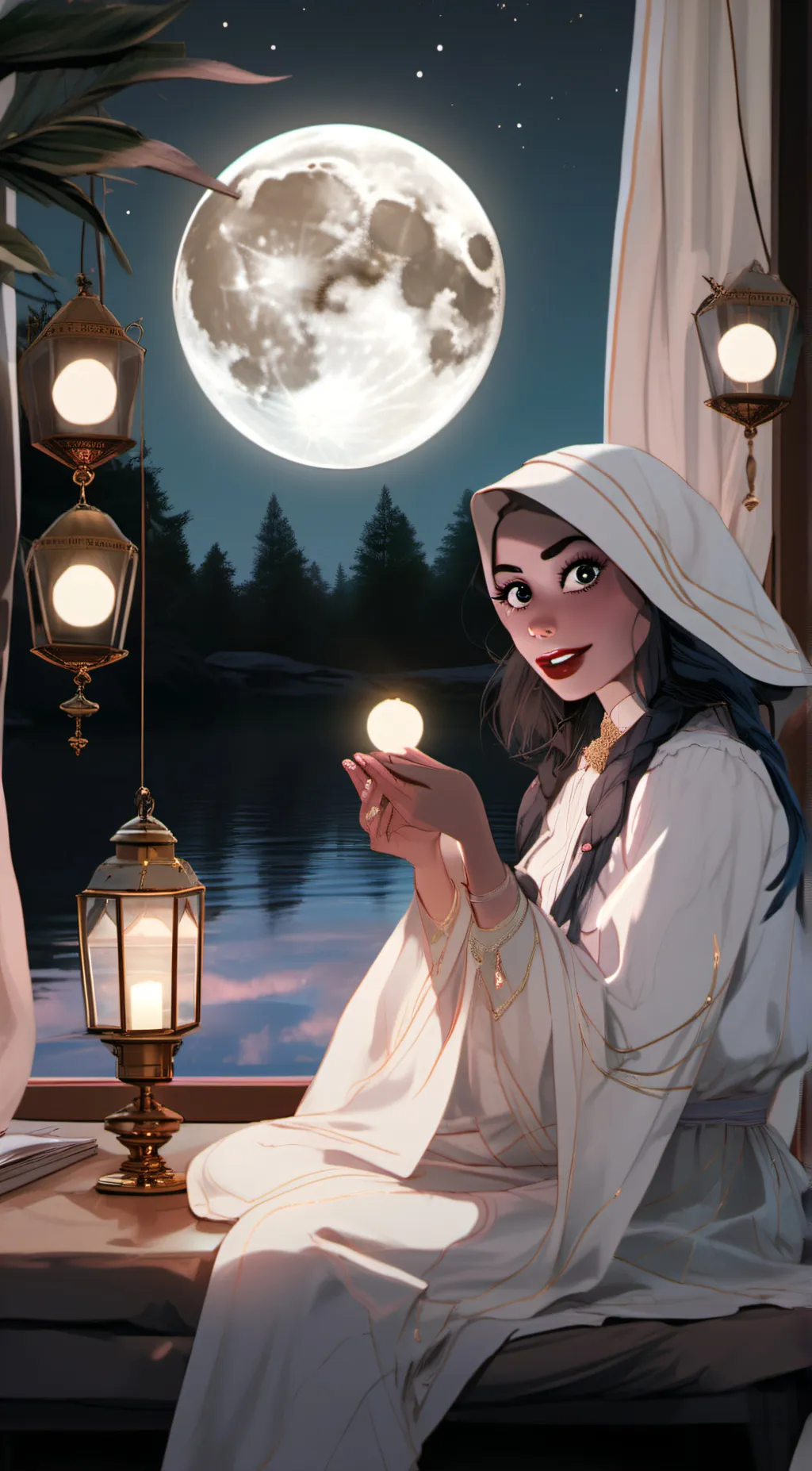 ai character: moon background