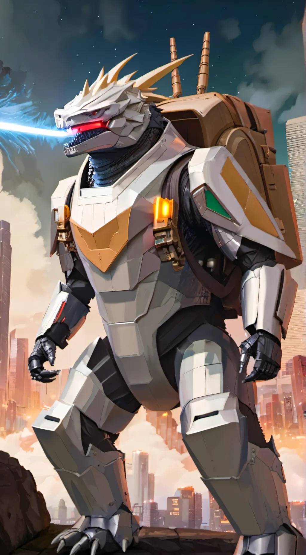 ai character: SuperMechagodzilla background
