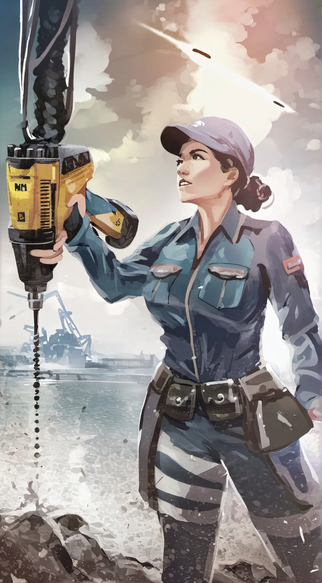 ai character: drill woman background