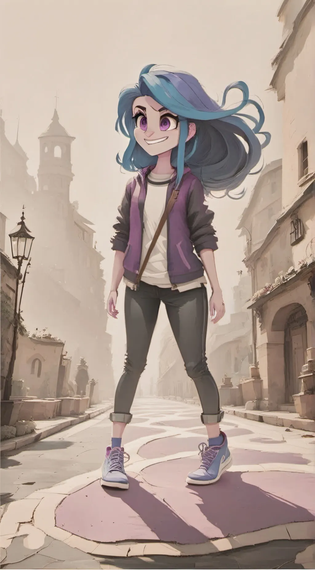 ai character: Izzy  moonbow background