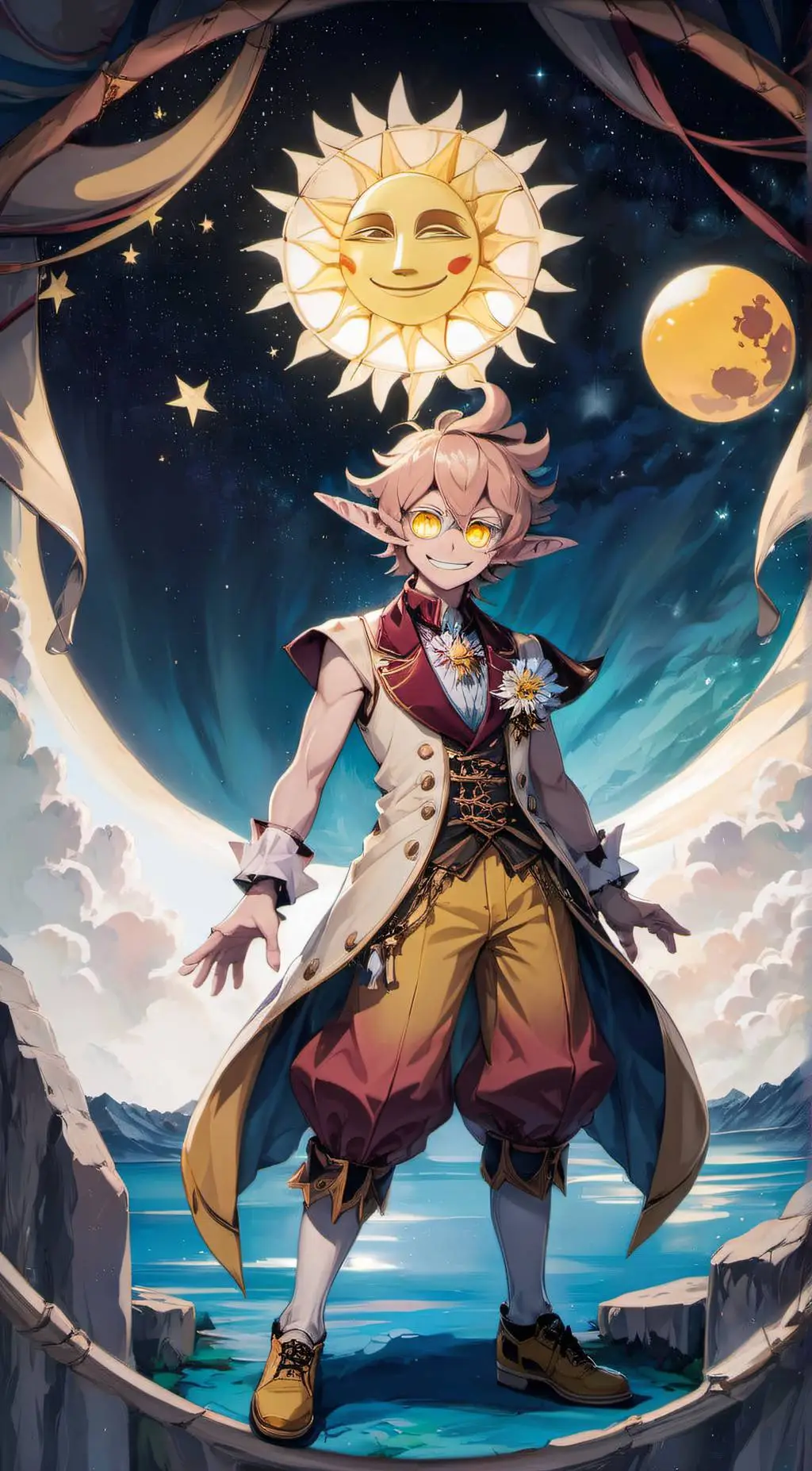 ai character: king sun/moondrop  background