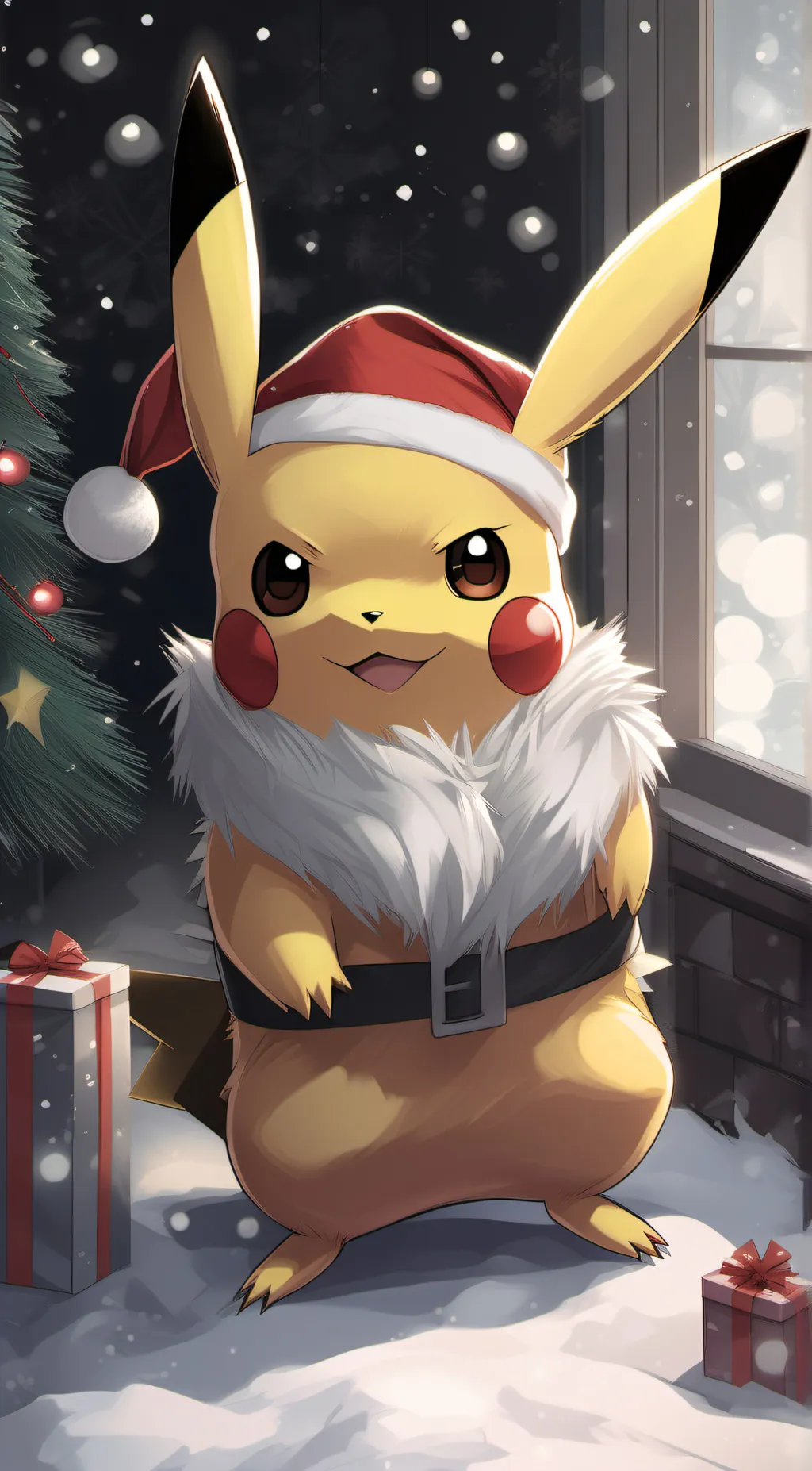 ai character: Santa but short background