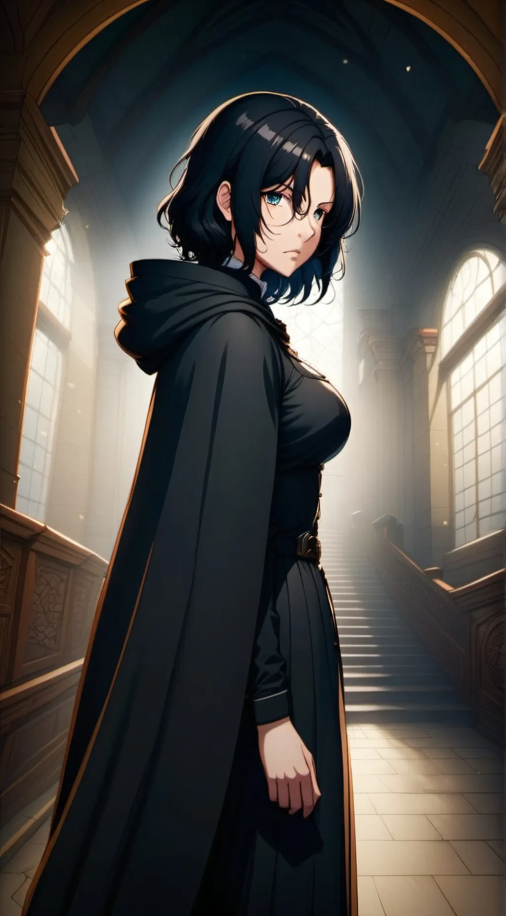 ai character: Maiden in Black background
