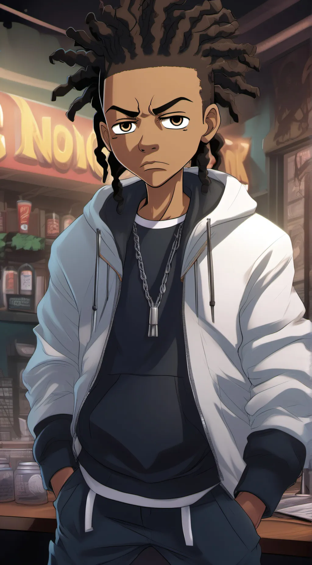 ai character: Riley Freeman  background