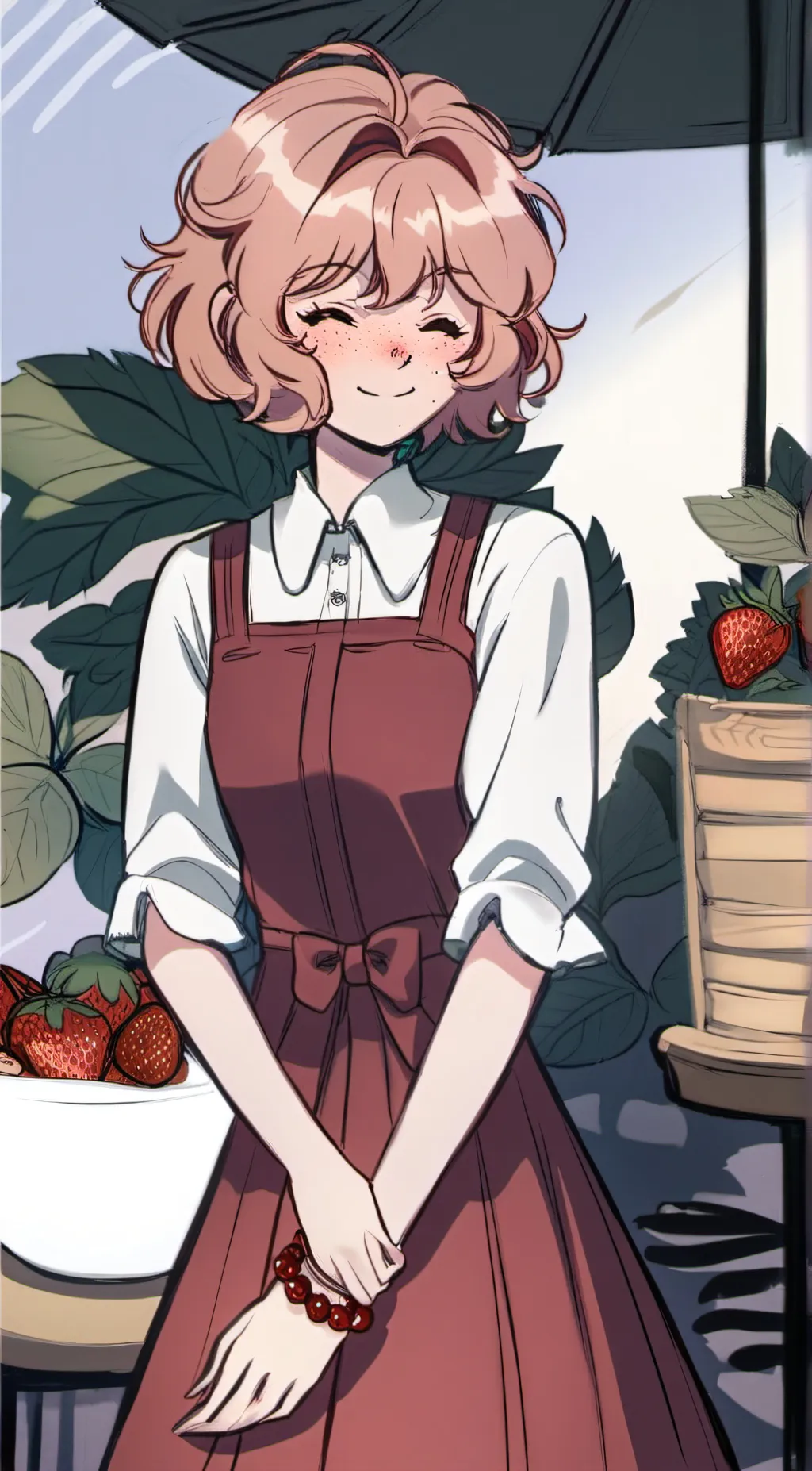 ai character: Strawberry background