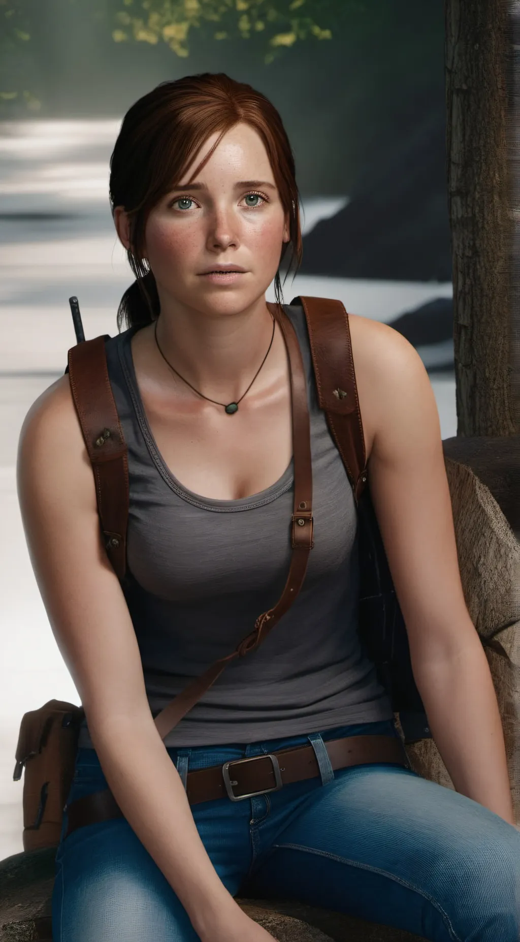 ai character: Ellie Williams  background