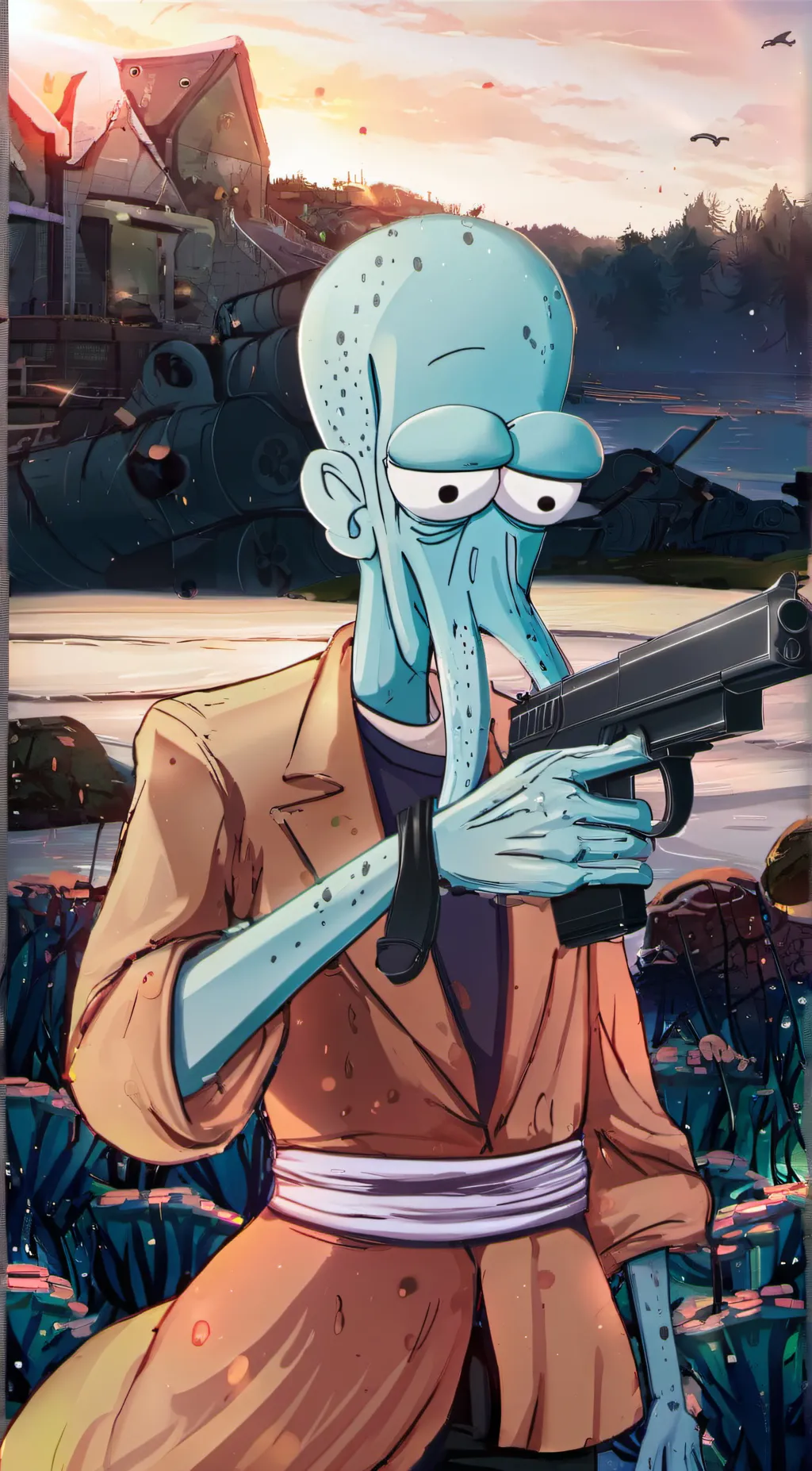 ai character: squidward background