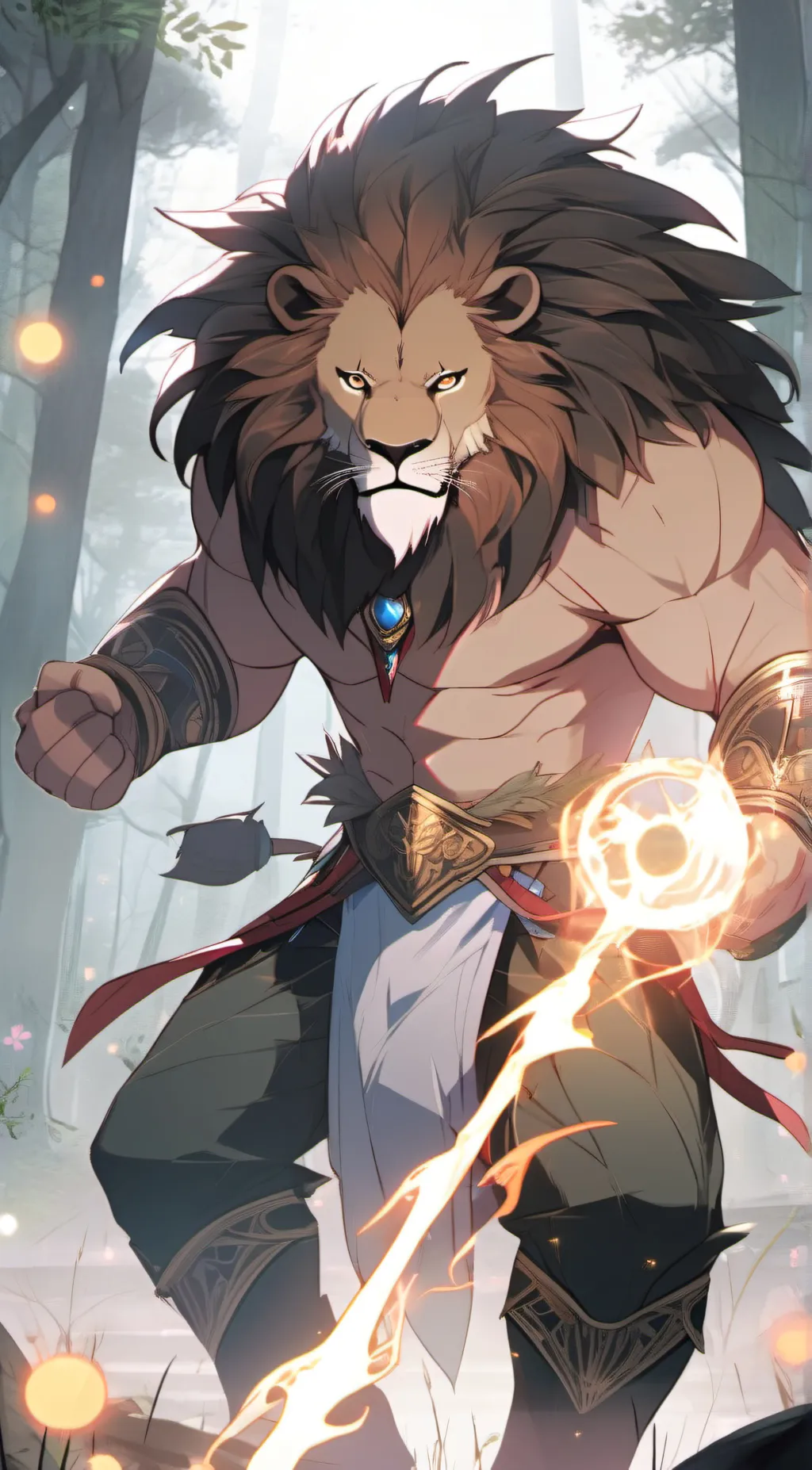 ai character: magic tamer Lion background