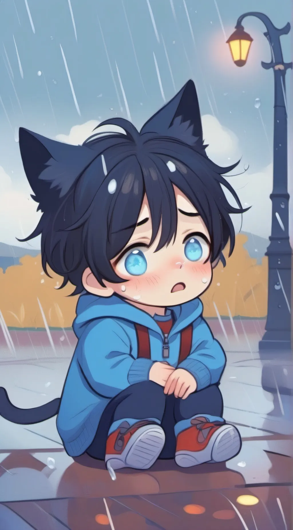ai character: cute baby neko background