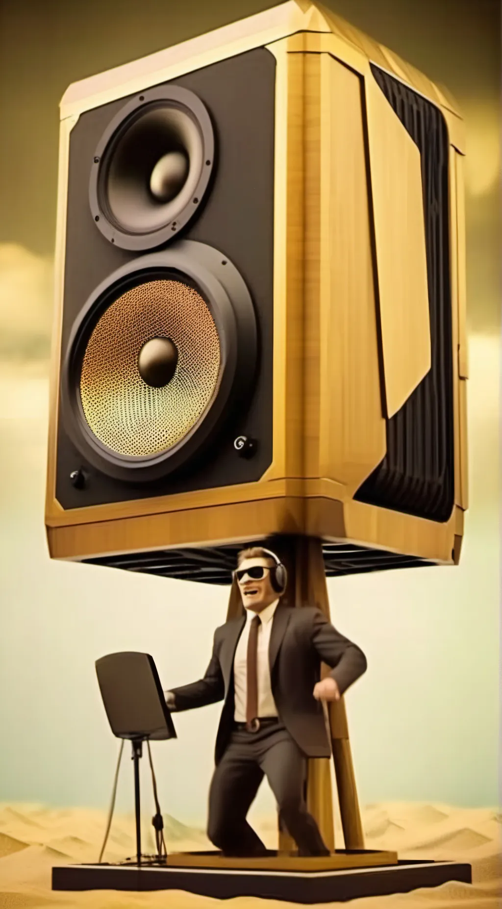 ai character: titan camera man  background