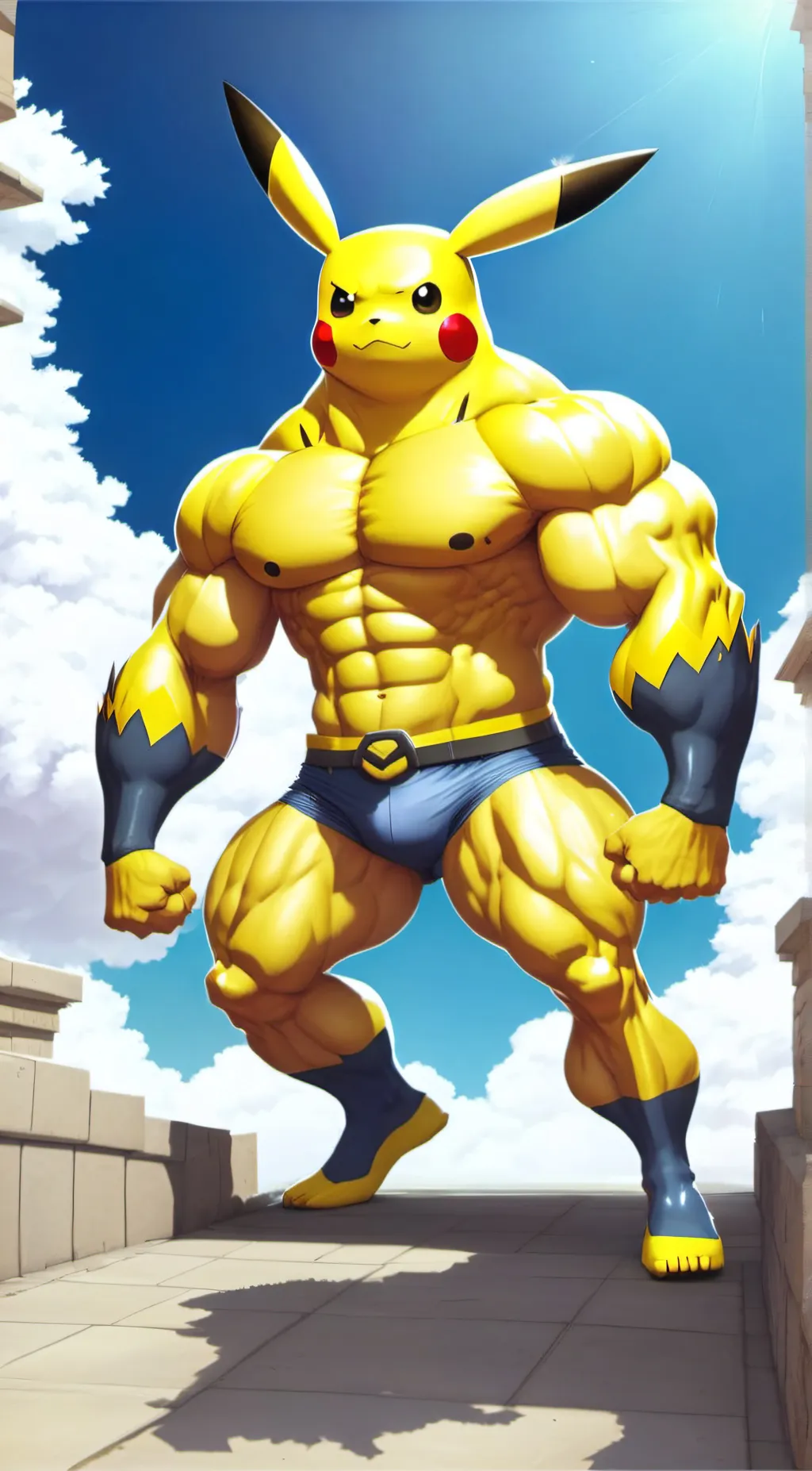 ai character: Buff Pikachu  background