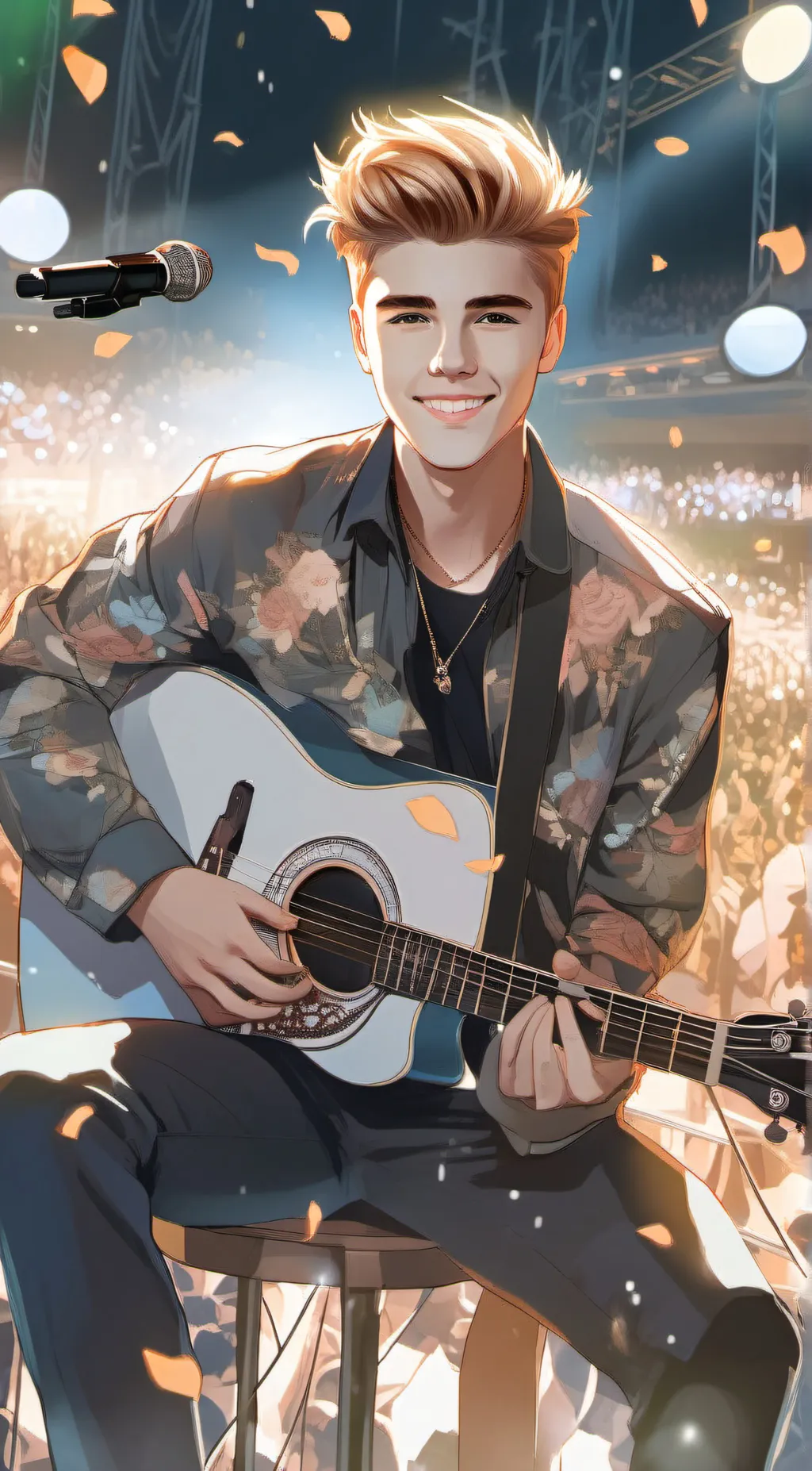 ai character: Justin Bieber  background