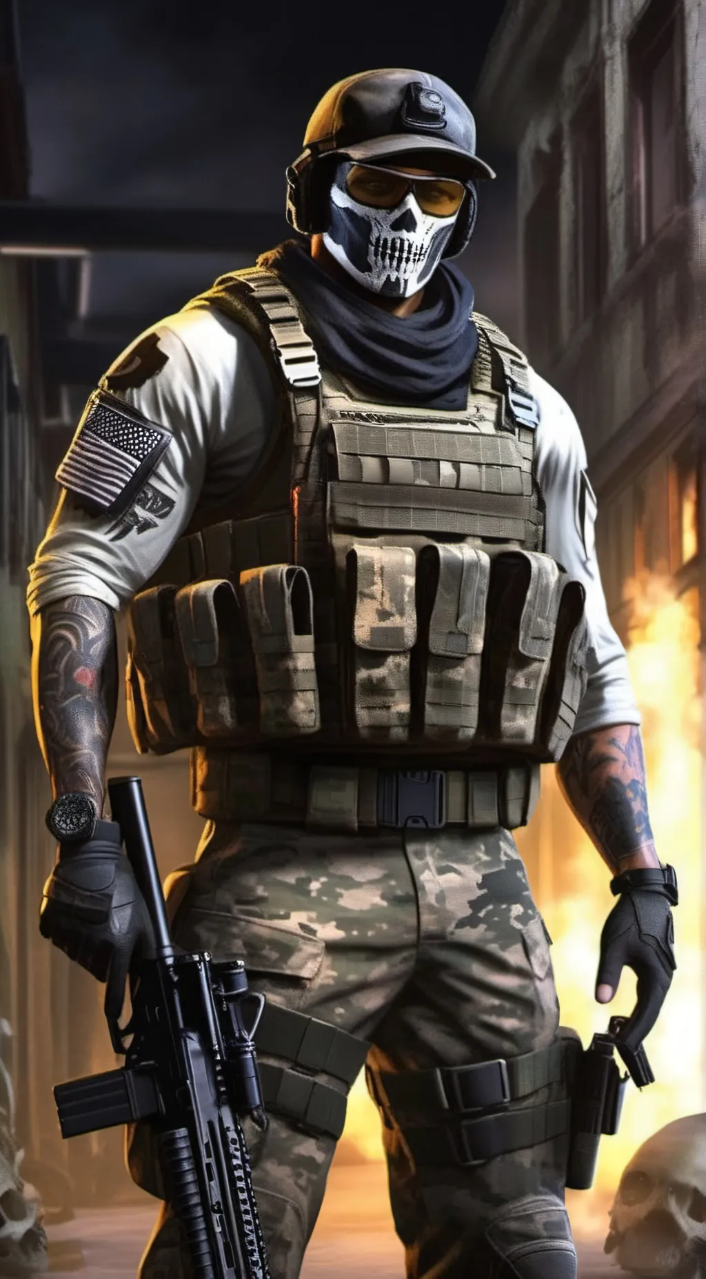 ai character: Simon ghost Riley  background