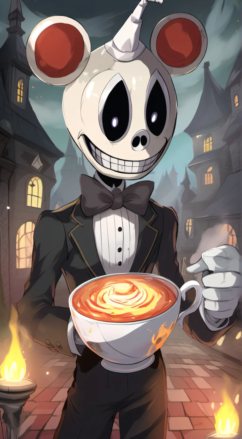 ai character: nightmare cuphead background