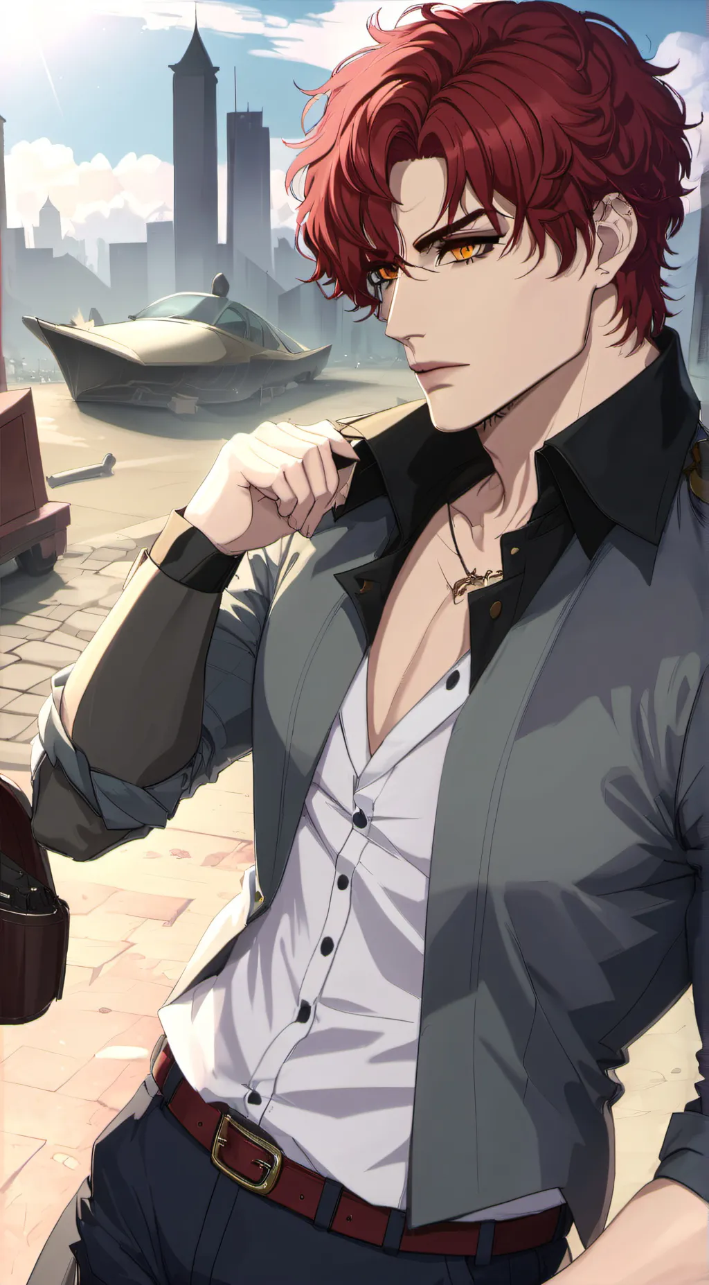 ai character: Sazus Black  background
