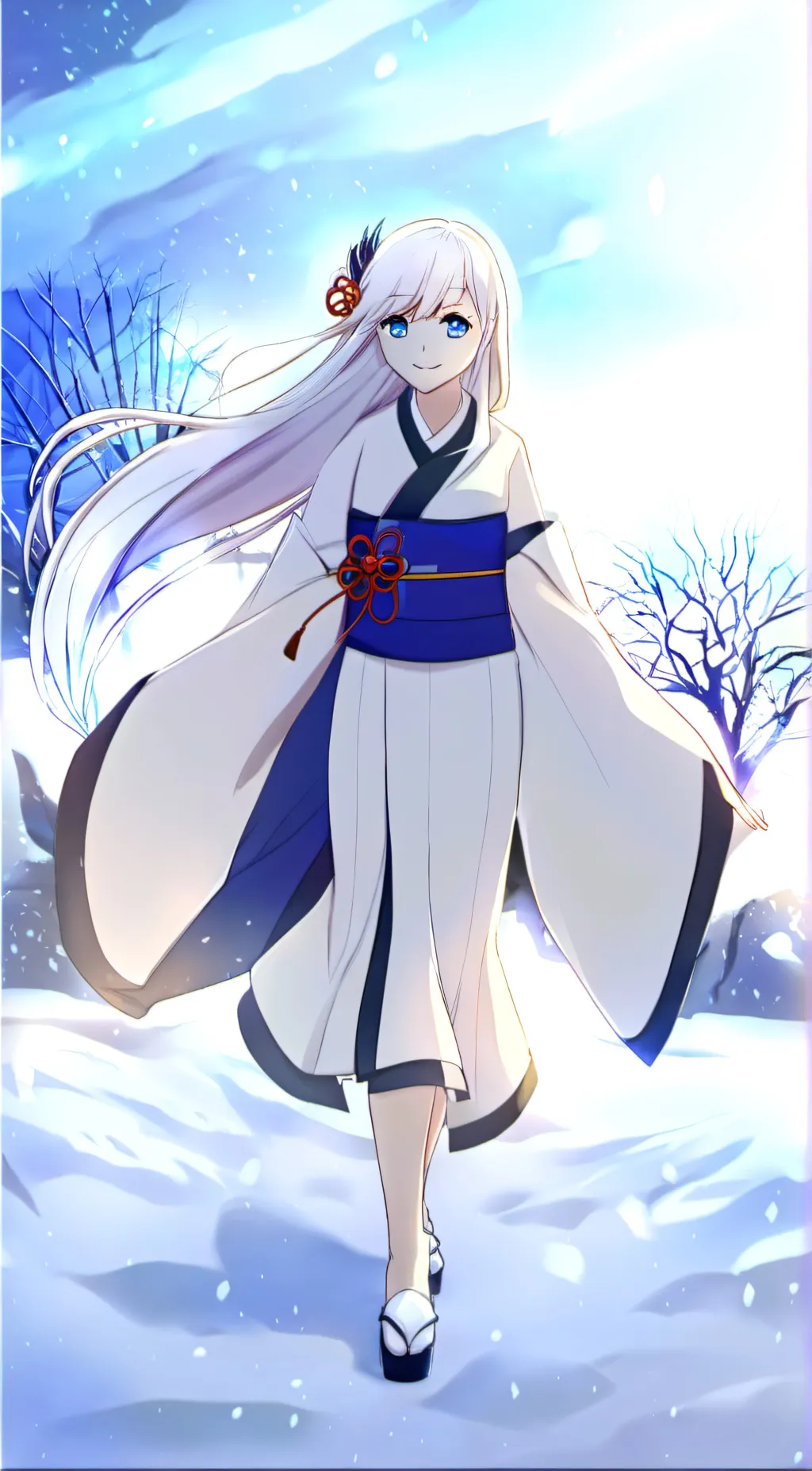 ai character: Yuki-Onna  background