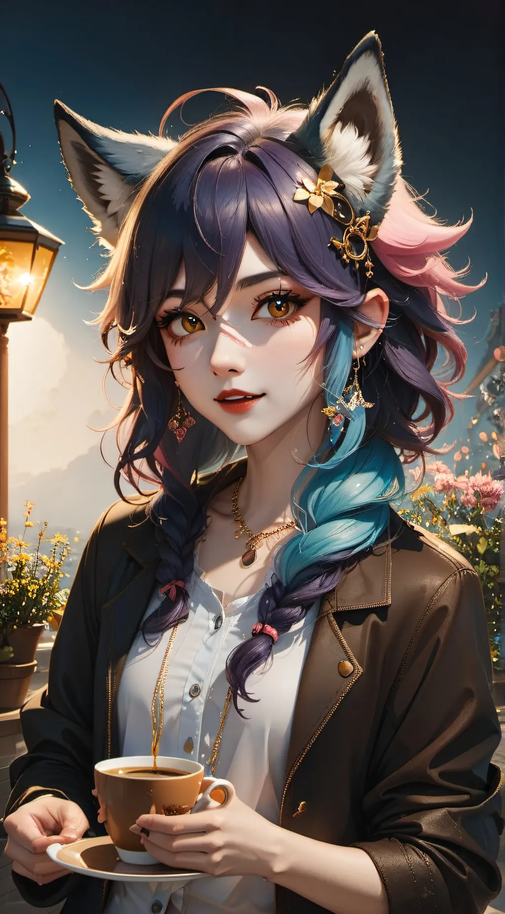 ai character: Lavender  background