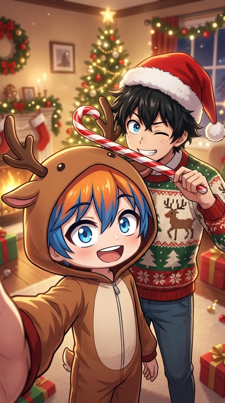 ai character: Mha Christmas  background